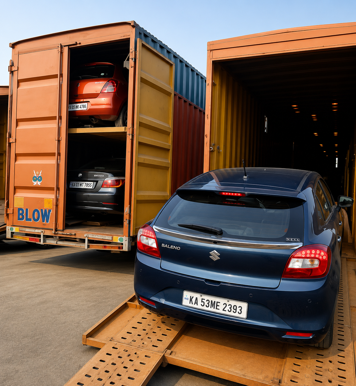 Professional car transportation services in Chennai with secure vehicle loading